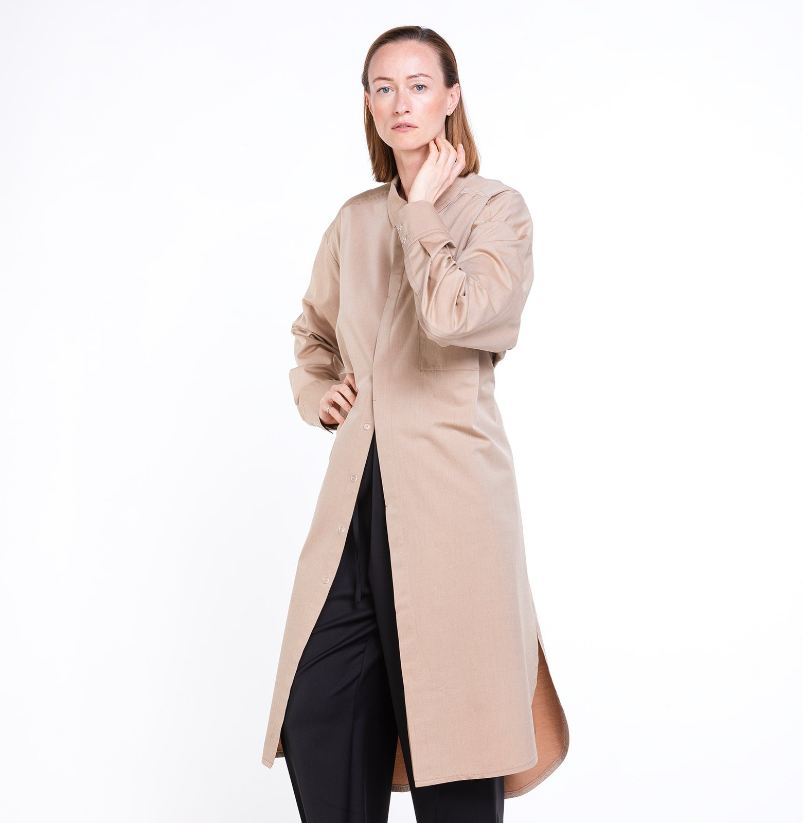 Wool Long Shirt Pink Sand