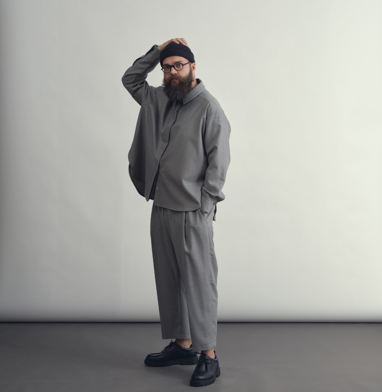 wool classic pants smoke grey