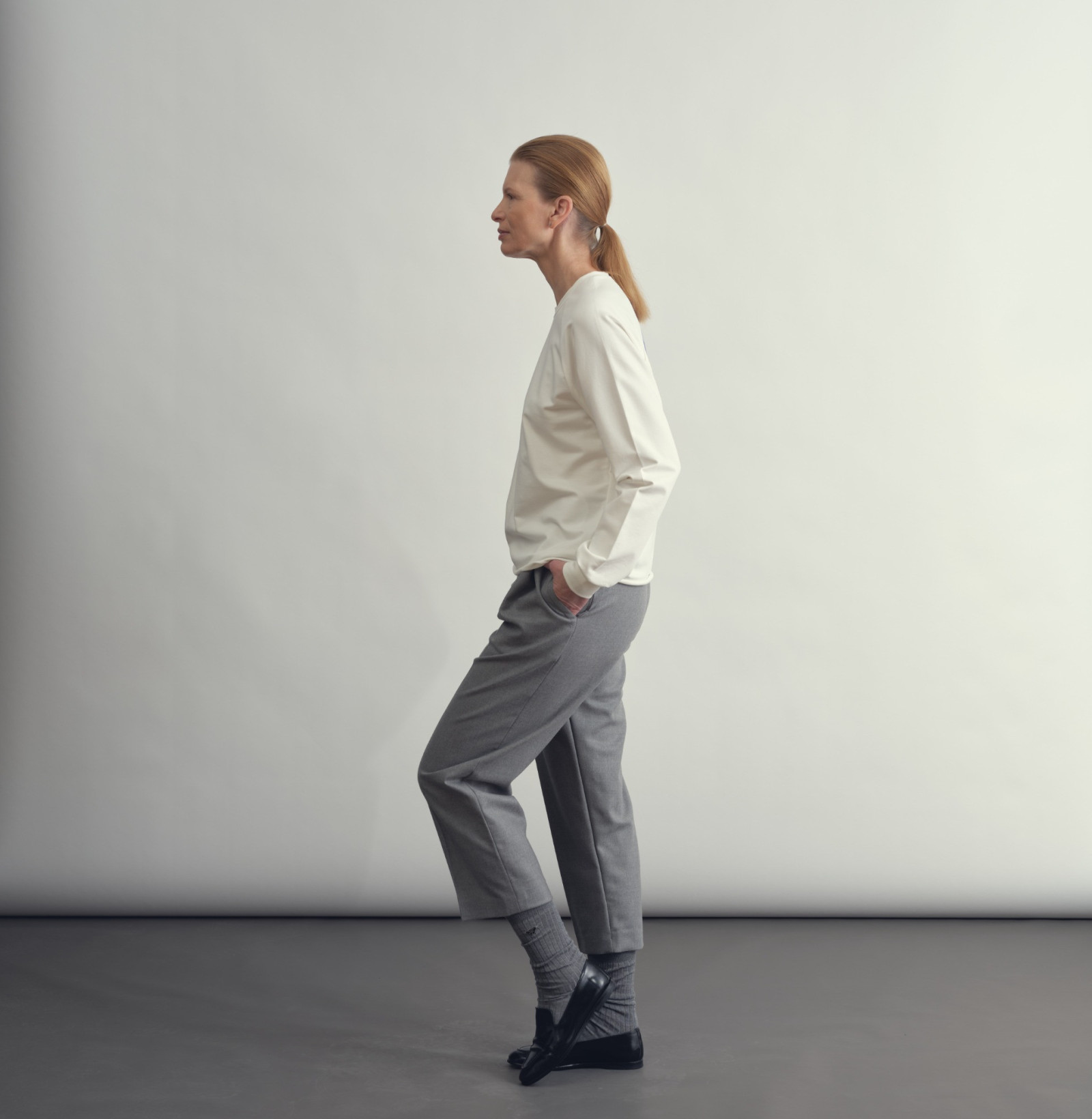wool classic pants smoke grey