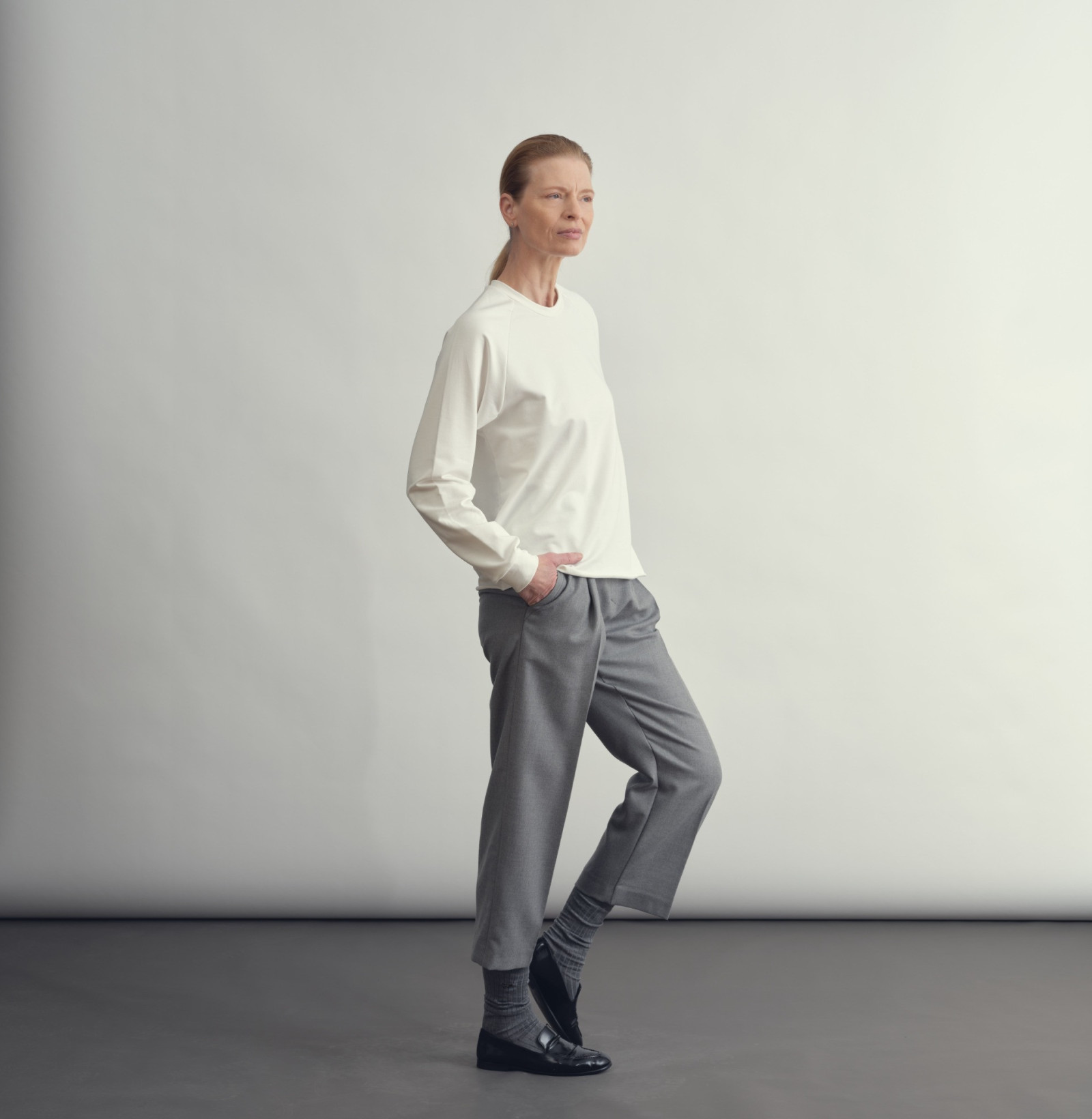 wool classic pants smoke grey