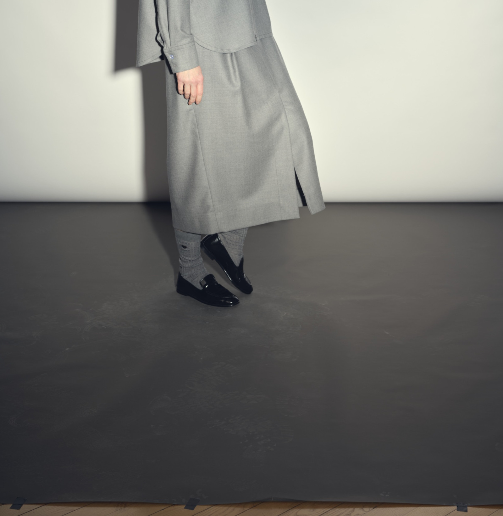 wool skirt smoke grey