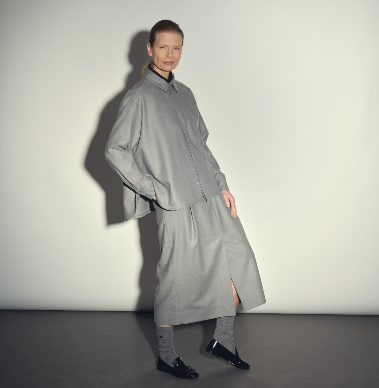 wool skirt smoke grey