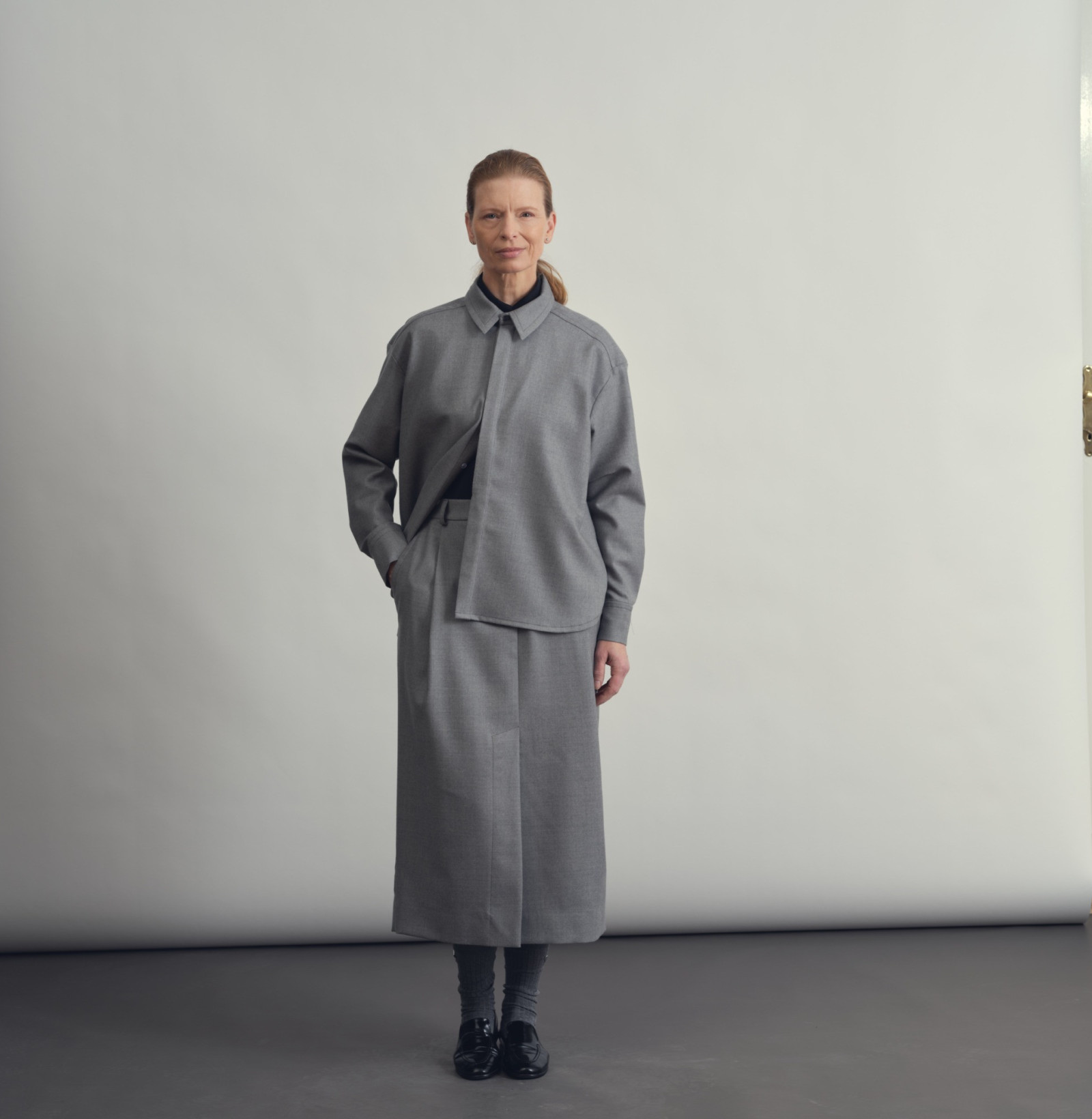 wool skirt smoke grey