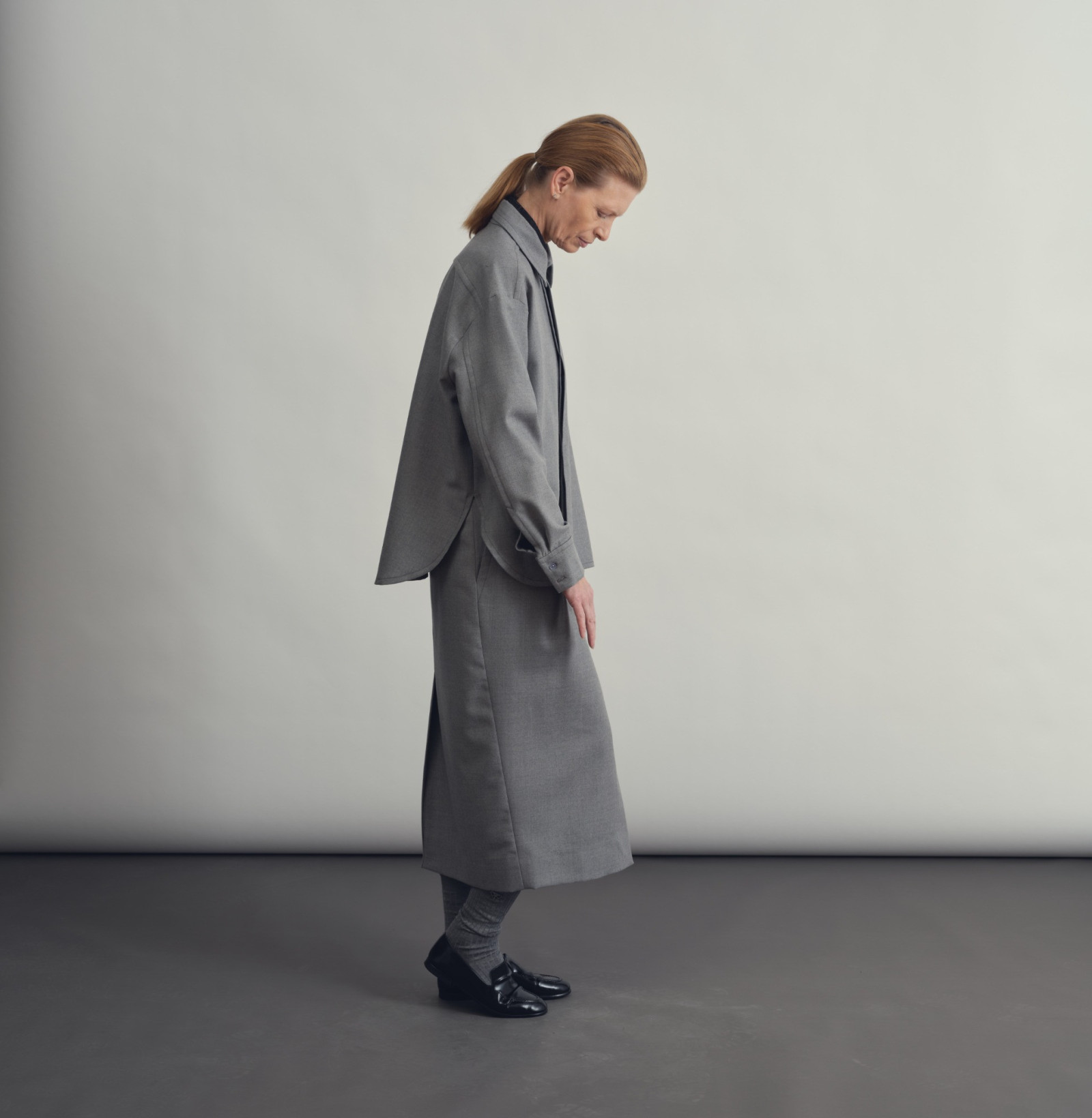 wool skirt smoke grey