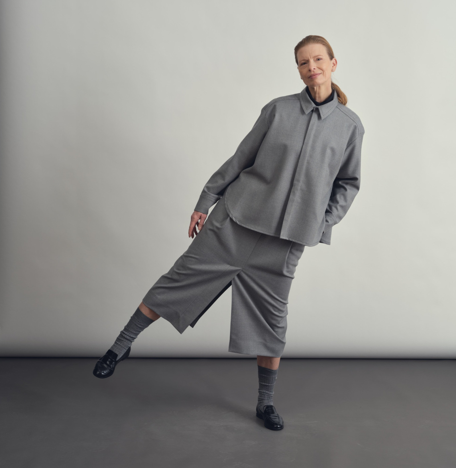 wool skirt smoke grey