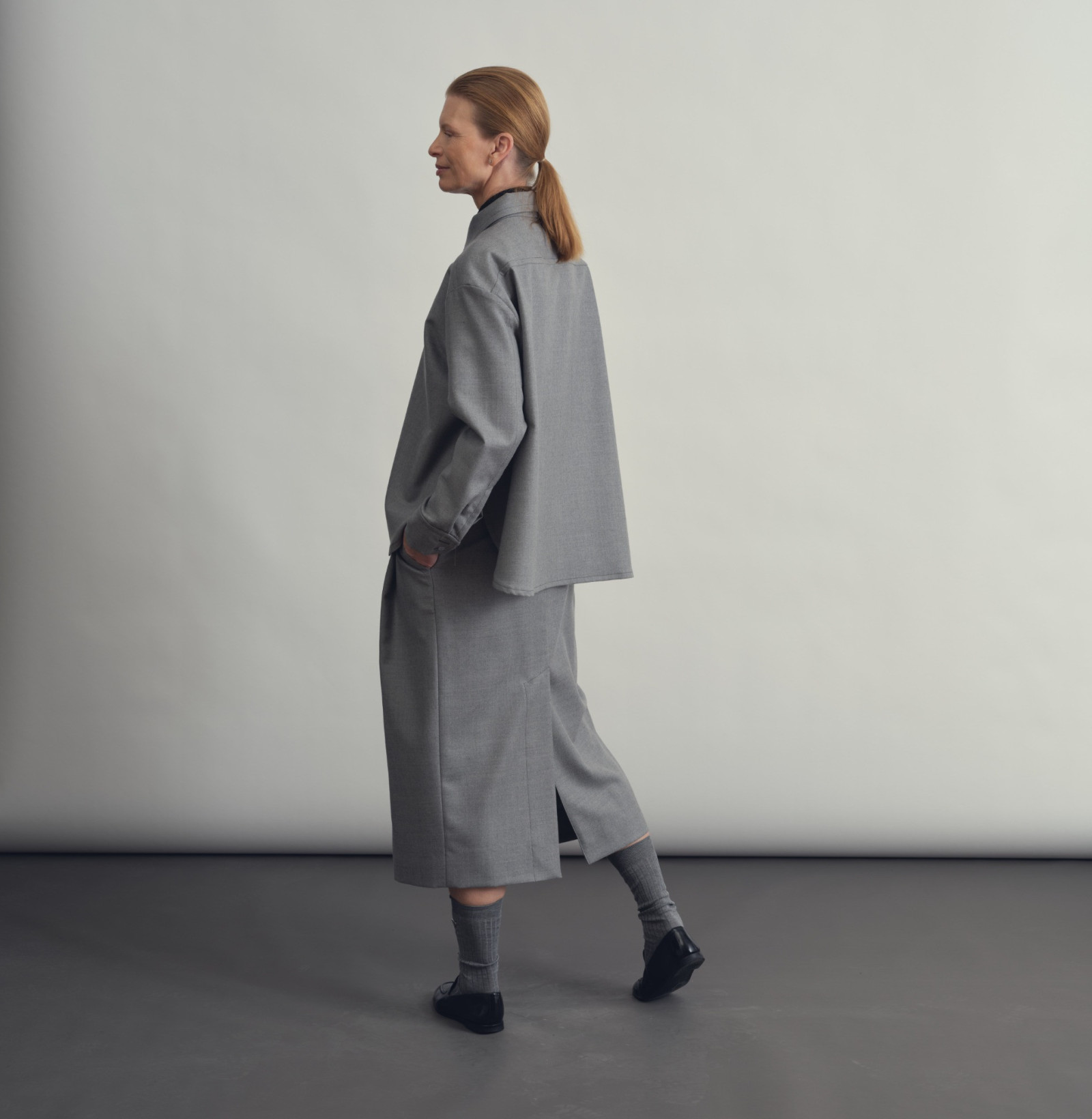 wool skirt smoke grey