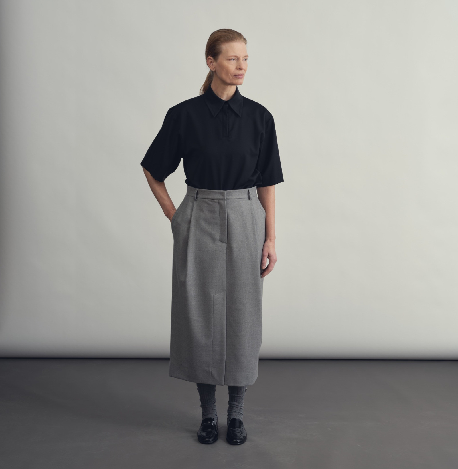 wool skirt smoke grey