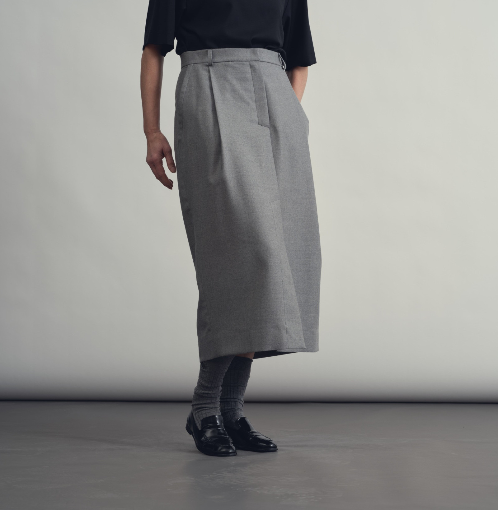 wool skirt smoke grey